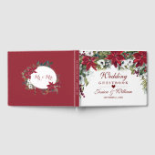 Rode Poinsettia Bloemen Kerstmis Bruiloft Gastenboek (Volledig)