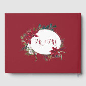 Rode Poinsettia Bloemen Kerstmis Bruiloft Gastenboek (Achterkant)