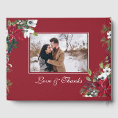 Rode Poinsettia Bloemen Kerstmis Bruiloft Gastenboek (Achterkant)
