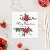 Rode Poinsettia Bloemen Kerstmis PARTIJ Papier Servet (Insitu)