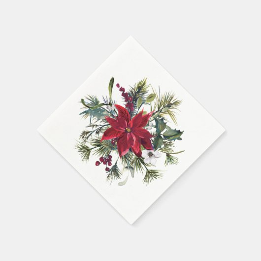 Rode Poinsettia Bloemen Kerstmis PARTIJ Papier Servet (Hoek)