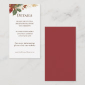 Rode Poinsettia Bloemen Kerstmis Winter Bruiloft Informatiekaartje (Voorkant / Achterkant)