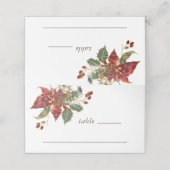 Rode Poinsettia Bloemen Kerstmis Winter Bruiloft Plaatskaartje (Buitenkant ongevouwen)