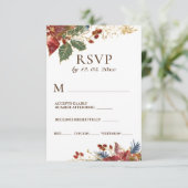 Rode Poinsettia Bloemen Kerstmis Winter Bruiloft RSVP Kaartje (Staand voorkant)