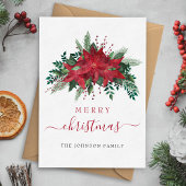 Rode Poinsettia Bloemen Vrolijk Kerstfeest Feestdagenkaart