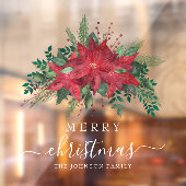 Rode Poinsettia Bloemen Vrolijk Kerstfeest Raamsticker (Vel 2)