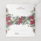 Rode Poinsettia Bloemen Waterverf Trouwtafel Plaatskaartje (Buitenkant ongevouwen)