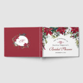 Rode Poinsettia Bloemige Kerst Bruids Bruiloft Gastenboek (Volledig)