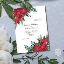 Rode Poinsettia Bloemige Winter Kerst Huwelijk 