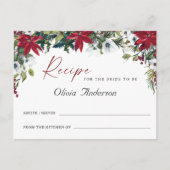 Rode Poinsettia Bloemrijke Bruidsdouche Receptkaar Briefkaart (Voorkant)
