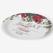 Rode Poinsettia Bloemstuk Winter Kerstfeest Papieren Bordje (Gekanteld)