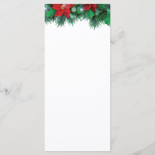 Rode Poinsettia Border Bruiloft Menu (Achterkant)