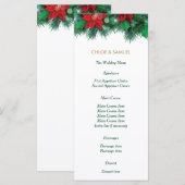 Rode Poinsettia Border Bruiloft Menu (Voorkant / Achterkant)