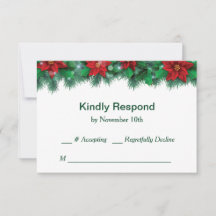 Rode Poinsettia Border Bruiloft RSVP