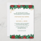 Rode Poinsettia Border Bruiloft Uitnodiging (Voorkant)