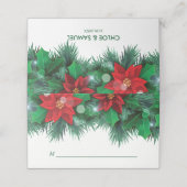Rode Poinsettia Border Vakantie Bruiloft Plaatskaartje (Buitenkant ongevouwen)