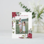 Rode Poinsettia Botanische kerst met kerst Feestdagenkaart (Staand voorkant)