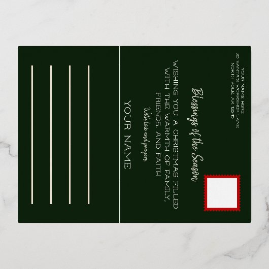 Rode Poinsettia Botanische Kerstmis Goud Folie Feestdagen Briefkaart (Achterkant)