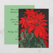RODE POINSETTIA BOUQUET HOLIDAY PARTIJ INVITATIES KAART (Voorkant / Achterkant)