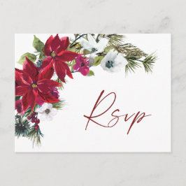 Rode Poinsettia Bruiloft RSVP met Maaltijd Keuze Briefkaart
