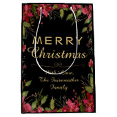  rode poinsettia Classic Kerstfeest Medium Cadeauzakje (Voorkant)