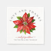 Rode Poinsettia Dank u Namen Kerstmis Bruiloft Servet (Voorkant)