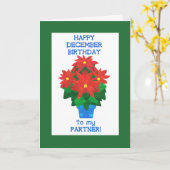Rode Poinsettia December Verjaardag voor Partner Kaart (Gele Bloem)