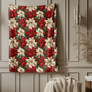 Rode Poinsettia Dekbed Klassiek Kerst Thuis Chic Fleece Deken