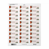 Rode poinsettia dennenappel kerst etiket (Full Sheet)