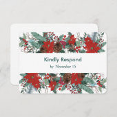 Rode Poinsettia Diner Keuze Bruiloft RSVP Kaartje (Voorkant / Achterkant)