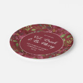 Rode Poinsettia Eet Drink Vrolijk Kerstfeest Papieren Bordje (Gekanteld)