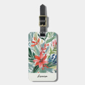 rode poinsettia elegante Waterverf bloemen Bagagelabel (Voorkant verticaal)