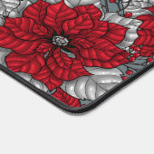 Rode poinsettia en bessen, kerstontwerp bureaumat (Hoek)