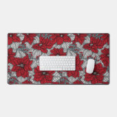 Rode poinsettia en bessen, kerstontwerp bureaumat (Keyboard & Muis)