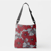 Rode poinsettia en bessen, kerstontwerp crossbody tas (Voorkant)