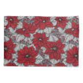 Rode poinsettia en bessen, kerstontwerp kussensloop (Achterkant-Links)