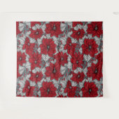 Rode poinsettia en bessen, kerstontwerp wandkleed (Voorkant (horizontaal))