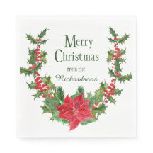 Rode Poinsettia en Holly Berry Kerstkrans