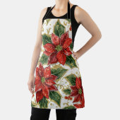 Rode poinsettia en Holly kerstvakantie winter Schort (Insitu)