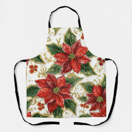 Rode poinsettia en Holly kerstvakantie winter Schort