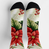 Rode Poinsettia feestelijke bloem Sokken (Top)