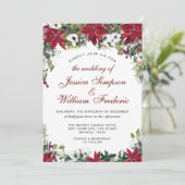 Rode Poinsettia Floral kerstfeest Waterverf bruilo Kaart (Staand voorkant)