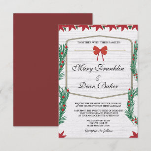 Rode Poinsettia Floral kerstfeest Waterverf bruilo Kaart