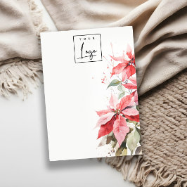 Rode Poinsettia Florals Logo Blank Sieradenhouder Visitekaartje