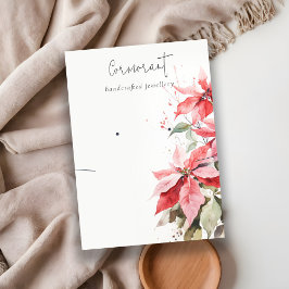 Rode Poinsettia Florals Oorbel Ketting Houder Visitekaartje