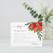 Rode Poinsettia Foliage Kerstmis Bruiloft RSVP Uitnodiging Briefkaart (Staand voorkant)