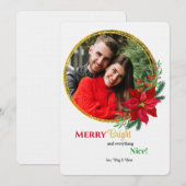 Rode Poinsettia Foto Flat Holiday Kaart (Voorkant / Achterkant)