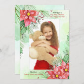 Rode Poinsettia Fotolijst Feestdagenkaart (Voorkant / Achterkant)