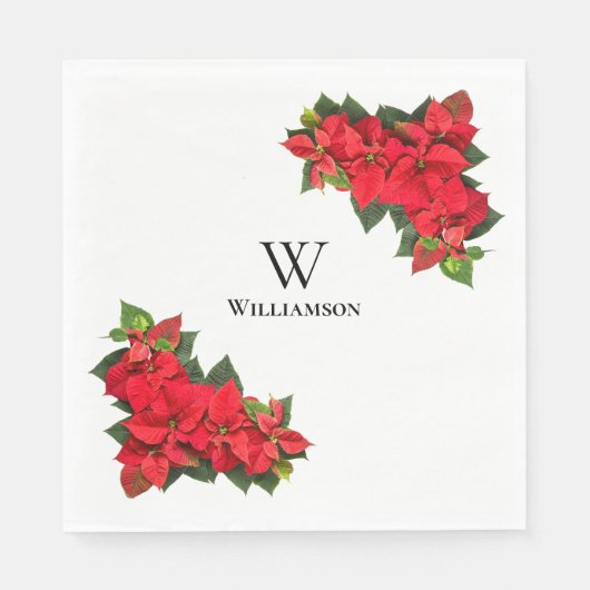 Rode poinsettia gepersonaliseerd servet (Voorkant)