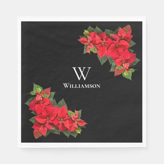 Rode poinsettia gepersonaliseerd servet (Voorkant)